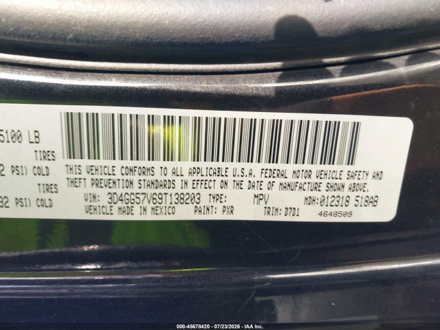 Aukcja sprzedaży 2009 Dodge Journey Sxt, vin: 3D4GG57V69T138203, numer aukcji: 45678420