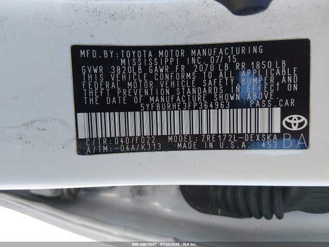Toyota Corolla S Plus 2015 5YFBURHE3FP364963 Image 9