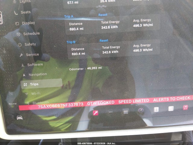 2022 Tesla Model X Plaid Tri Motor All-wheel Drive მანქანა იყიდება აუქციონზე, vin: 7SAXCBE67NF337873, აუქციონის ნომერი: 45678556
