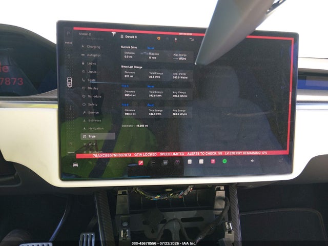 2022 Tesla Model X Plaid Tri Motor All-wheel Drive მანქანა იყიდება აუქციონზე, vin: 7SAXCBE67NF337873, აუქციონის ნომერი: 45678556