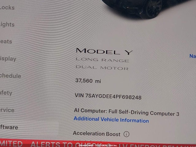 Aukcja sprzedaży 2023 Tesla Model Y Awd/long Range Dual Motor All-wheel Drive, vin: 7SAYGDEE4PF698248, numer aukcji: 45678600