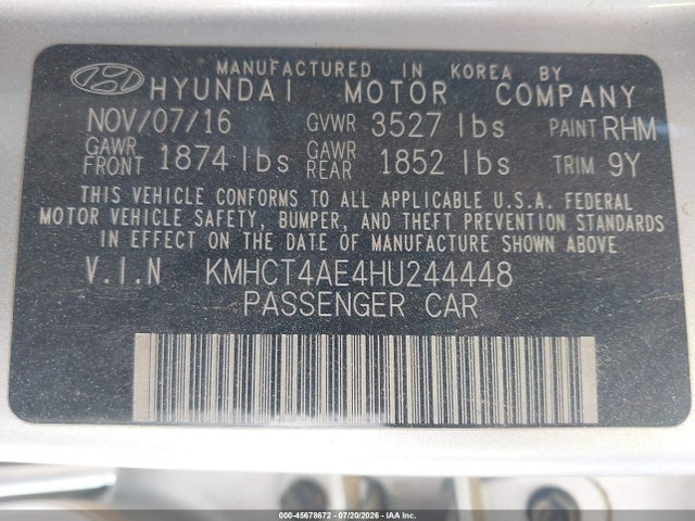 Hyundai ACCENT SE 2017 KMHCT4AE4HU244448 Image 9