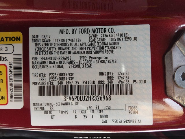Ford Fusion Hybrid Se 2017 3FA6P0LU2HR326968 Image 9