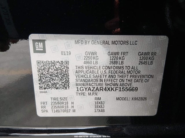 Aukcja sprzedaży 2019 Cadillac Xt4 Luxury, vin: 1GYAZAR4XKF155669, numer aukcji: 45678709