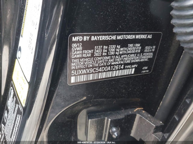 2013 Bmw X3 Xdrive28i მანქანა იყიდება აუქციონზე, vin: 5UXWX9C54D0A12614, აუქციონის ნომერი: 45678720