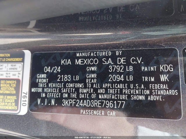 KIA Forte Lxs 2024 3KPF24AD3RE796177 Image 9