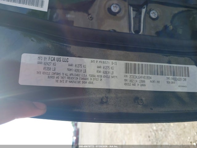 45678772 :رقم المزاد ، 2C3CDXJG4FH919594 vin ، 2015 Dodge Charger Sxt مزاد بيع