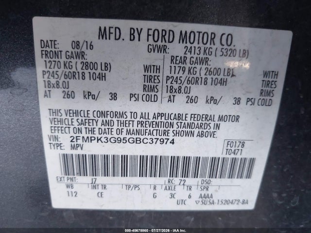 2FMPK3G95GBC37974 Ford EDGE SE
