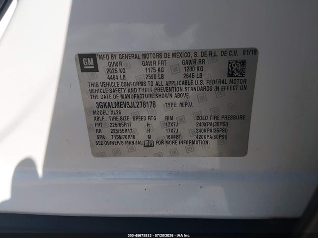 GMC Terrain Sle 2018 3GKALMEV3JL278178 Image 9