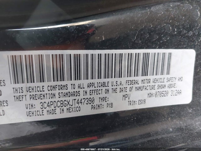 Aukcja sprzedaży 2018 Dodge Journey Sxt, vin: 3C4PDCBGXJT447390, numer aukcji: 45678987