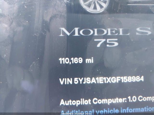 Aukcja sprzedaży 2016 Tesla Model S 60/70/75/85, vin: 5YJSA1E1XGF158984, numer aukcji: 45679075