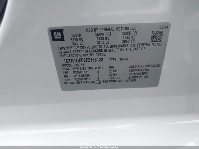 GMC Sierra 1500 Sle 2015 1GTR1UEC2FZ163123 Image 9