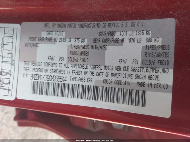 3MZBM1K79GM268644 Mazda Mazda3 I Sport