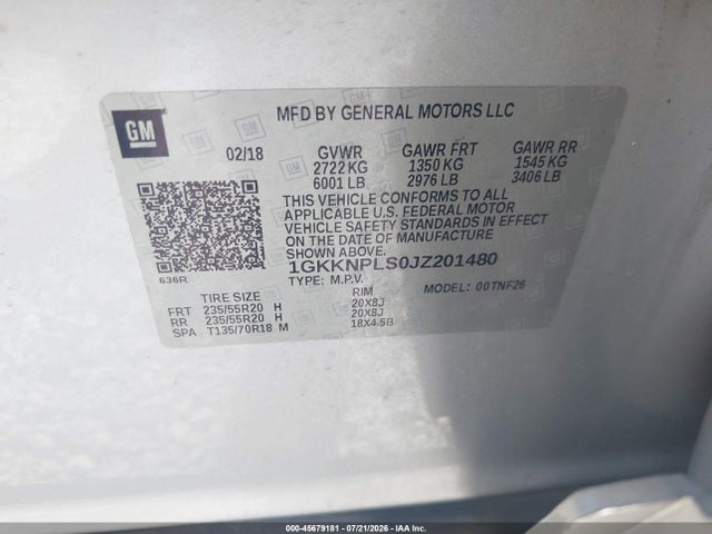 Продаж на аукціоні авто 2018 Gmc Acadia Denali, vin: 1GKKNPLS0JZ201480, номер лоту: 45679181