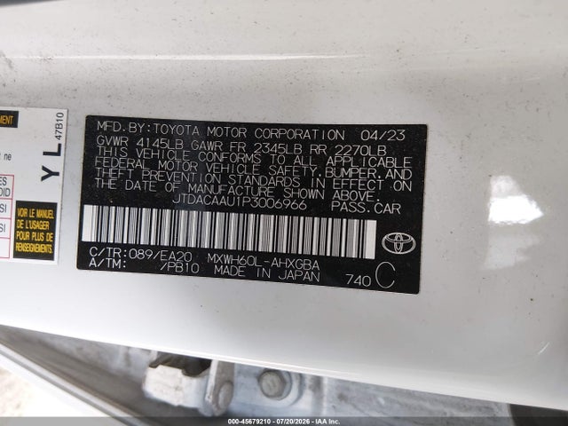 JTDACAAU1P3006966 Toyota PRIUS XLE