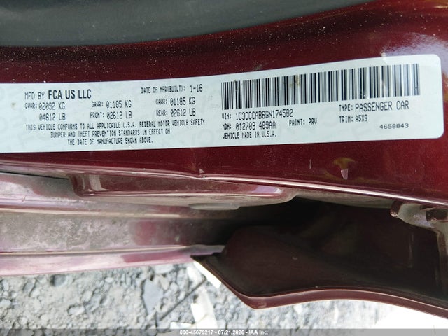 Aukcja sprzedaży 2016 Chrysler 200 Limited, vin: 1C3CCCAB6GN174582, numer aukcji: 45679217