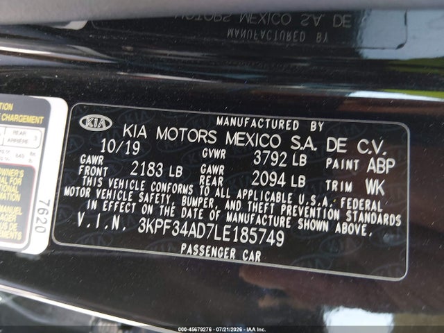KIA Forte Gt-line 2020 3KPF34AD7LE185749 Image 9