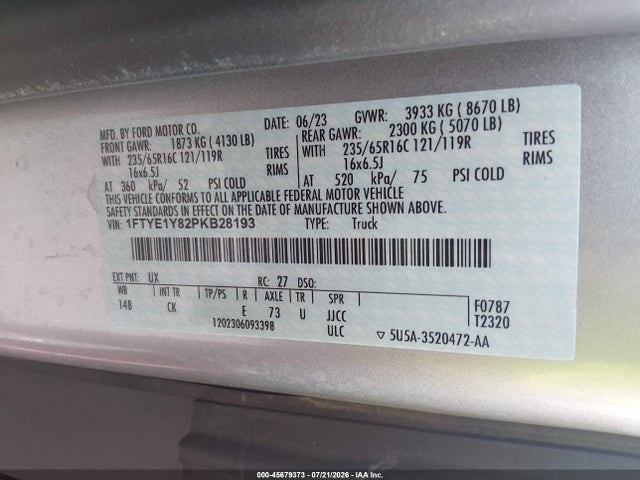 Ford Transit-150 2023 1FTYE1Y82PKB28193 Image 8