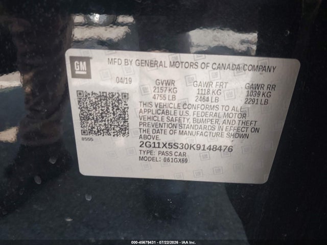 Chevrolet IMPALA LS 2019 2G11X5S30K9148476 Image 9