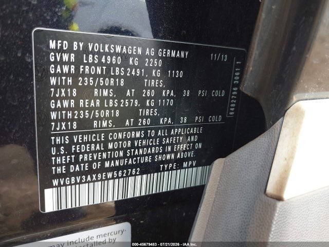 WVGBV3AX9EW562762 Volkswagen Tiguan Sel