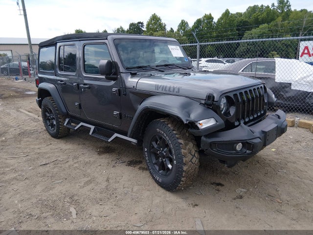 Auction sale of the 2022 Jeep Wrangler Unlimited Willys 4x4, vin: 1C4HJXDG1NW216086, lot number: 45679503