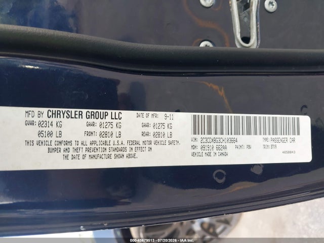 Продажа на аукционе авто 2012 Dodge Charger Se, vin: 2C3CDXBG3CH103664, номер лота: 45679513