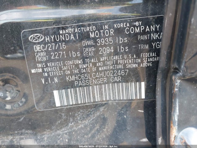 Продажа на аукционе авто 2017 Hyundai Ioniq Hybrid Blue, vin: KMHC65LC4HU022467, номер лота: 45679529