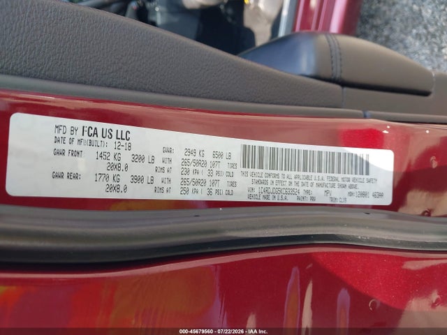 2019 Dodge Durango Gt Plus Awd მანქანა იყიდება აუქციონზე, vin: 1C4RDJDG5KC633524, აუქციონის ნომერი: 45679560