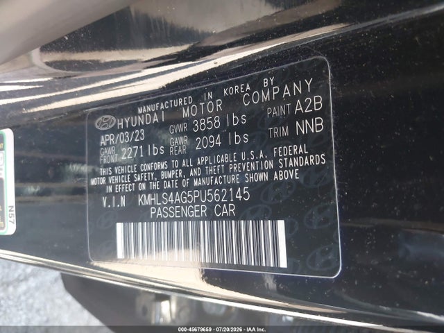 45679659 :رقم المزاد ، KMHLS4AG5PU562145 vin ، 2023 Hyundai Elantra Sel مزاد بيع