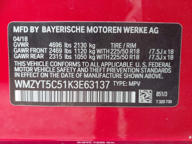 Aukcja sprzedaży 2019 Mini Countryman Cooper S, vin: WMZYT5C51K3E63137, numer aukcji: 45679703