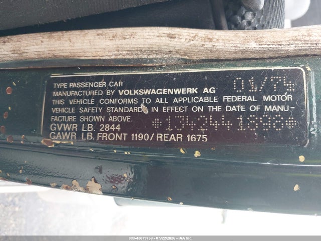1974 Volkswagen New Beetle მანქანა იყიდება აუქციონზე, vin: 1342441898, აუქციონის ნომერი: 45679739