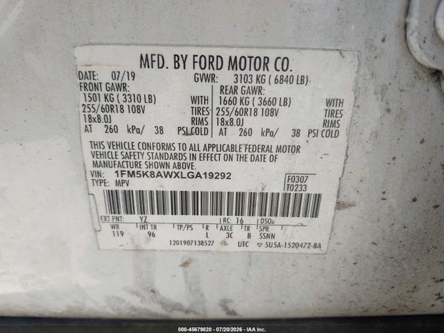 Ford Police Interceptor Utility 2020 1FM5K8AWXLGA19292 Image 9