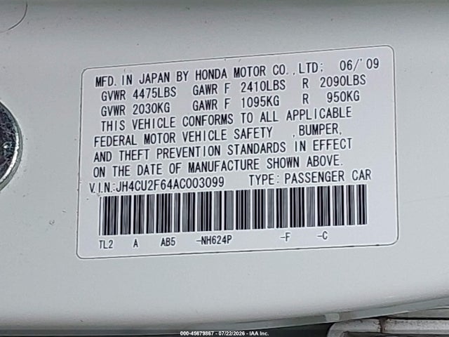 Продажа на аукционе авто 2010 Acura Tsx 2.4, vin: JH4CU2F64AC003099, номер лота: 45679867