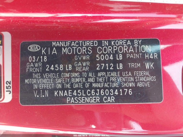 Aukcja sprzedaży 2018 Kia Stinger Gt1, vin: KNAE45LC6J6034176, numer aukcji: 45679879