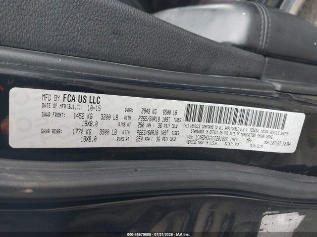 Aukcja sprzedaży 2015 Dodge Durango Limited, vin: 1C4RDHDG1FC201026, numer aukcji: 45679885