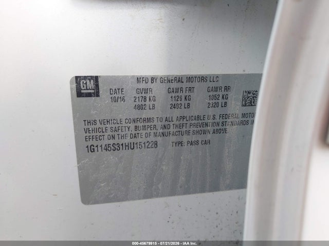 Chevrolet IMPALA 2LZ 2017 1G1145S31HU151228 Image 9