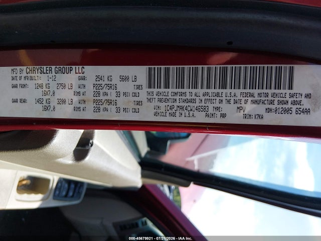 45679921 :رقم المزاد ، 1C4PJMAK4CW146583 vin ، 2012 Jeep Liberty Sport مزاد بيع
