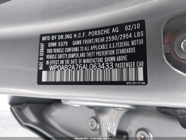 Продаж на аукціоні авто 2010 Porsche Panamera 4s, vin: WP0AB2A76AL063433, номер лоту: 45679937