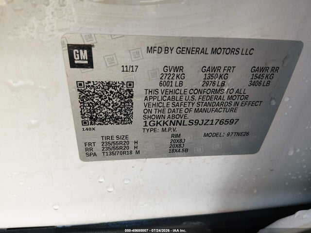 Продажа на аукционе авто 2018 Gmc Acadia Slt-2, vin: 1GKKNNLS9JZ176597, номер лота: 45680007