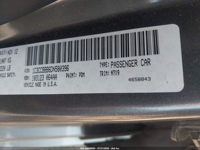 45680054 :رقم المزاد ، 1C3CCBBB6DN580396 vin ، 2013 Chrysler 200 Touring مزاد بيع