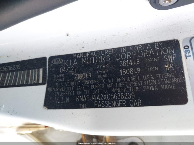 Продаж на аукціоні авто 2012 Kia Forte Ex, vin: KNAFU4A2XC5636239, номер лоту: 45680105