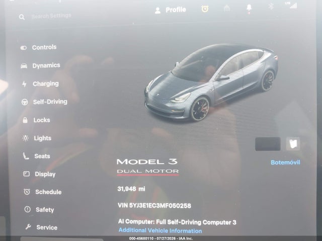 Tesla Model 3 Performance Dual Motor All-wheel Drive 2021 5YJ3E1EC3MF050258 Image 7