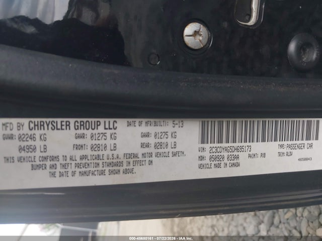 45680161 :رقم المزاد ، 2C3CDYAG5DH695173 vin ، 2013 Dodge Challenger Sxt Plus مزاد بيع