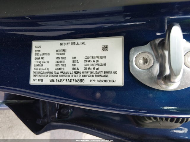 5YJ3E1EA4TF143609 Tesla Model 3 Premium Rear-wheel Drive/rear-wheel Drive