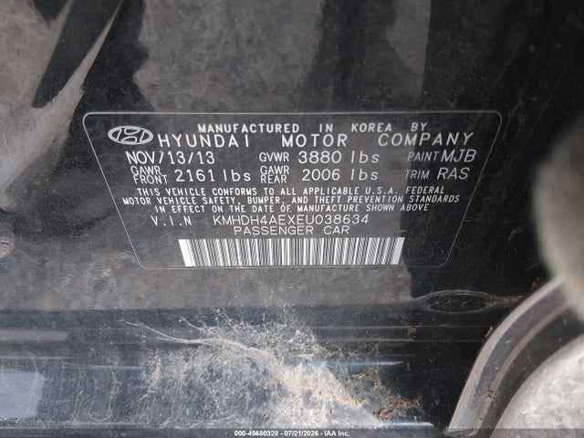 Продаж на аукціоні авто 2014 Hyundai Elantra Se, vin: KMHDH4AEXEU038634, номер лоту: 45680328