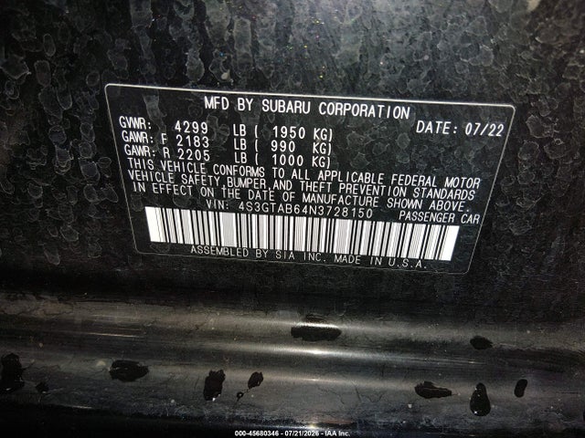 Subaru Impreza Base 5-door 2022 4S3GTAB64N3728150 Image 9