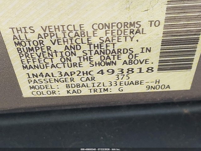 Nissan Altima 2.5 Sv 2017 1N4AL3AP2HC493818 Image 9