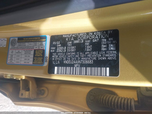 45680349 :رقم المزاد ، KNDEU2AAXN7306683 vin ، 2022 Kia Seltos S مزاد بيع
