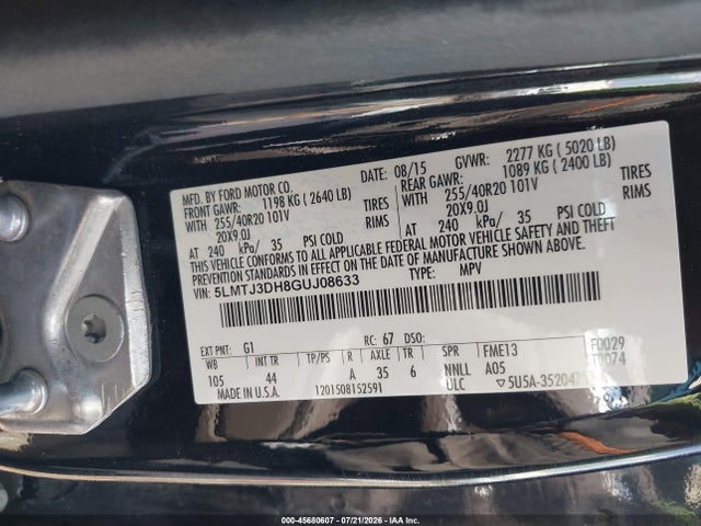 Продажа на аукционе авто 2016 Lincoln Mkc Reserve, vin: 5LMTJ3DH8GUJ08633, номер лота: 45680607