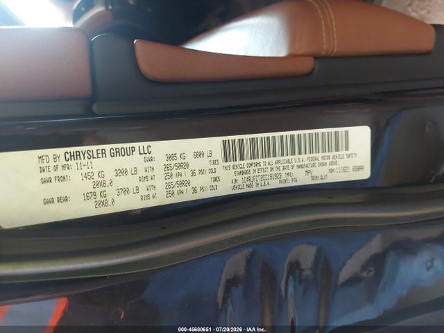 Продаж на аукціоні авто 2012 Jeep Grand Cherokee Overland, vin: 1C4RJFCT2CC191923, номер лоту: 45680651